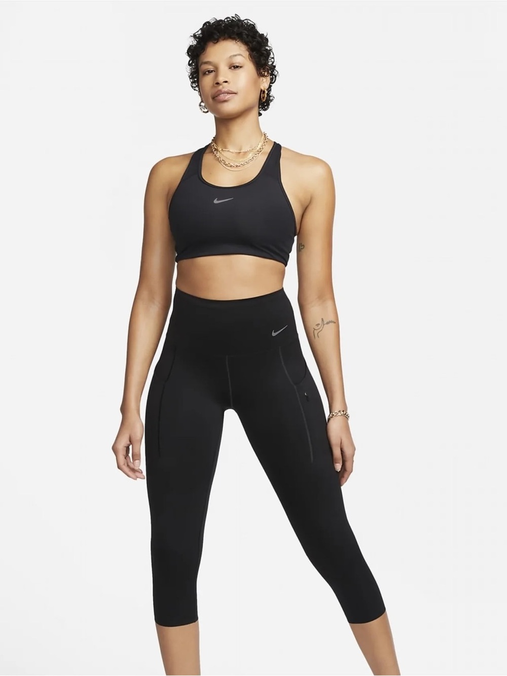 Nike Go Firm Support High Waisted Cropped Leggings Womens Small Black DQ5881-010